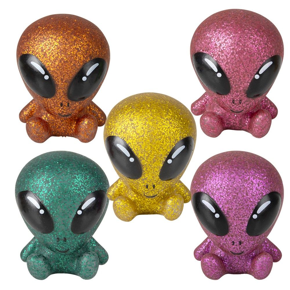 Wholesale Footwear 2.5" Rubber Glitter Galactic Alien