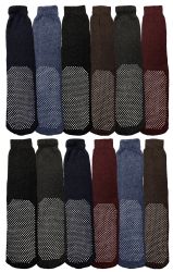 Wholesale Footwear Yacht & Smith Non Slip Gripper Bottom Mens Winter Thermal Slipper Tube Socks Size 10-13