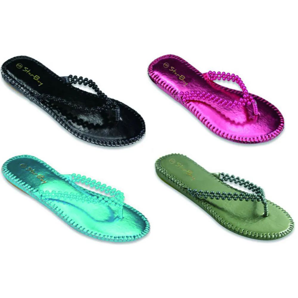 Wholesale Footwear Ladies Beaded Flip Flop