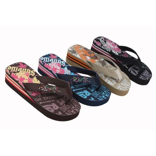Wholesale Footwear Womans Wedge Flip Flop Assorted Prints