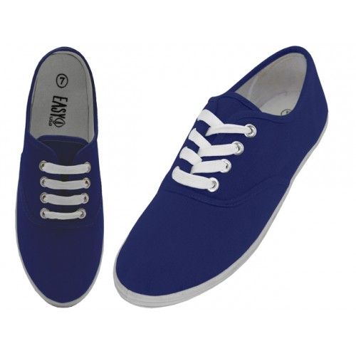 Wholesale Footwear Women's Lace Up Casual Canvas Shoes Navy Color