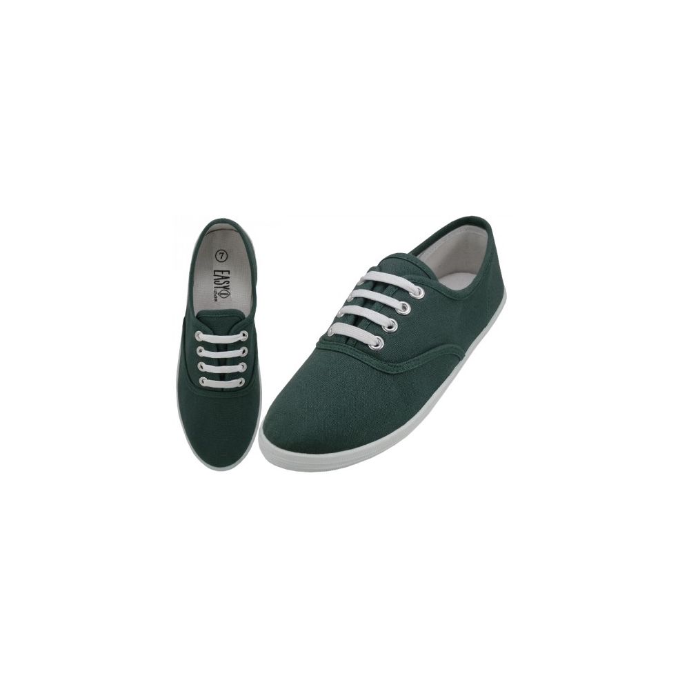 Wholesale Footwear Women's Lace Up Casual Canvas Shoes Hunter Green Color