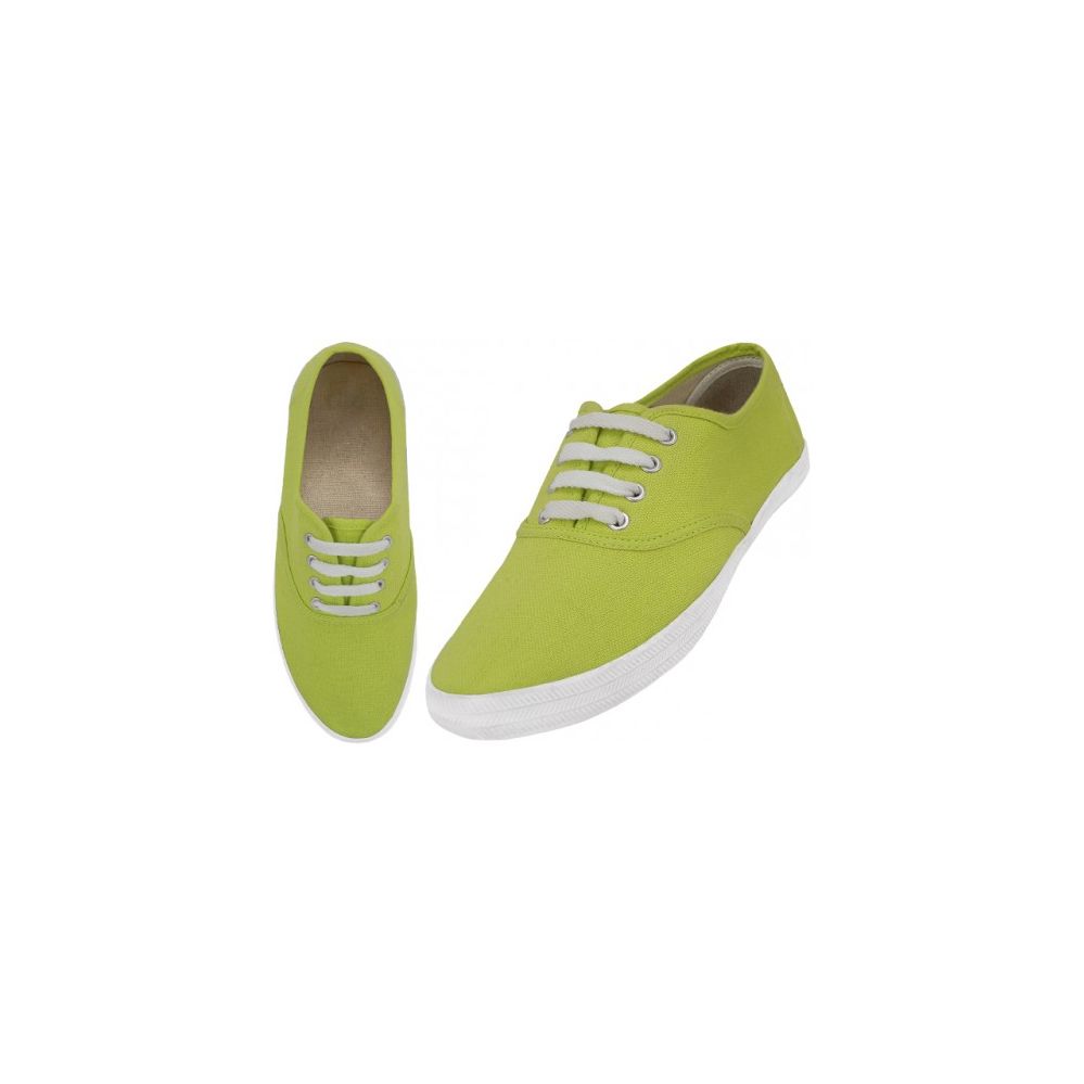 Wholesale Footwear Women's Lace Up Casual Canvas Shoes Wasabi Color