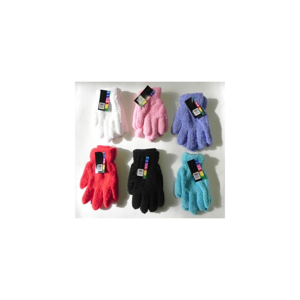 Wholesale Footwear Ladies Stretch Solid Fuzzy Gloves