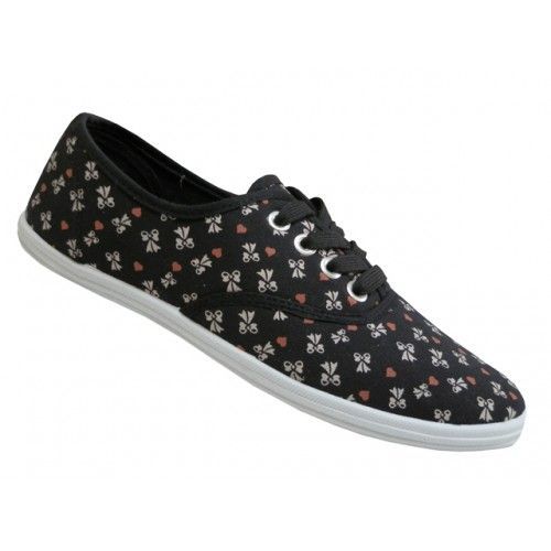 Wholesale Footwear Women's Print Canvas Shoes Bow Print