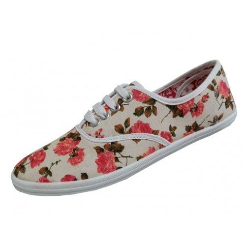 Wholesale Footwear Women's Print Canvas Shoes Floral Print