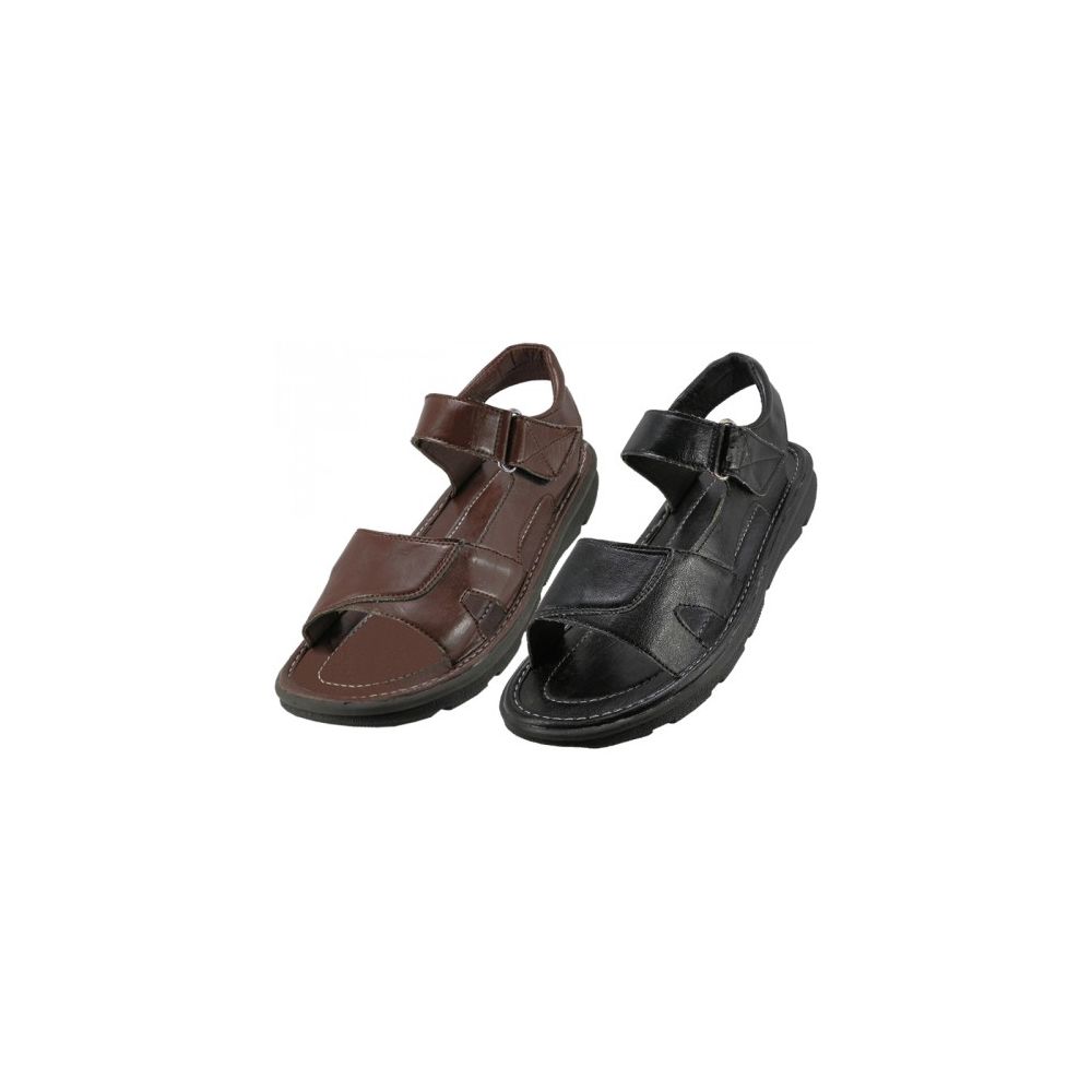 Wholesale Footwear Men's Pu. Leather Upper Velcro Sandals