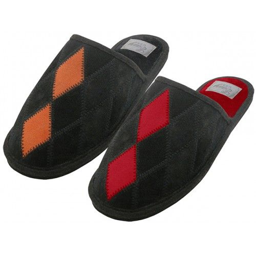 Wholesale Footwear Women's Close Toe Leather Patch Upper House Slippers