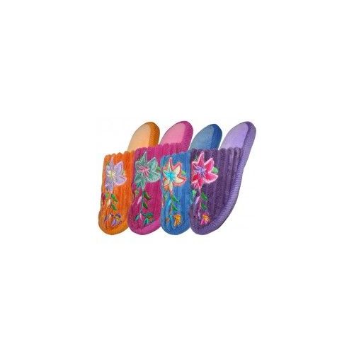 Wholesale Footwear Children's Velvet Floral House Slippers