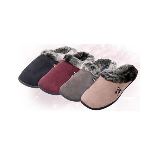 Wholesale Footwear Fake Suede With Faux Fur Trim Women's Slippers