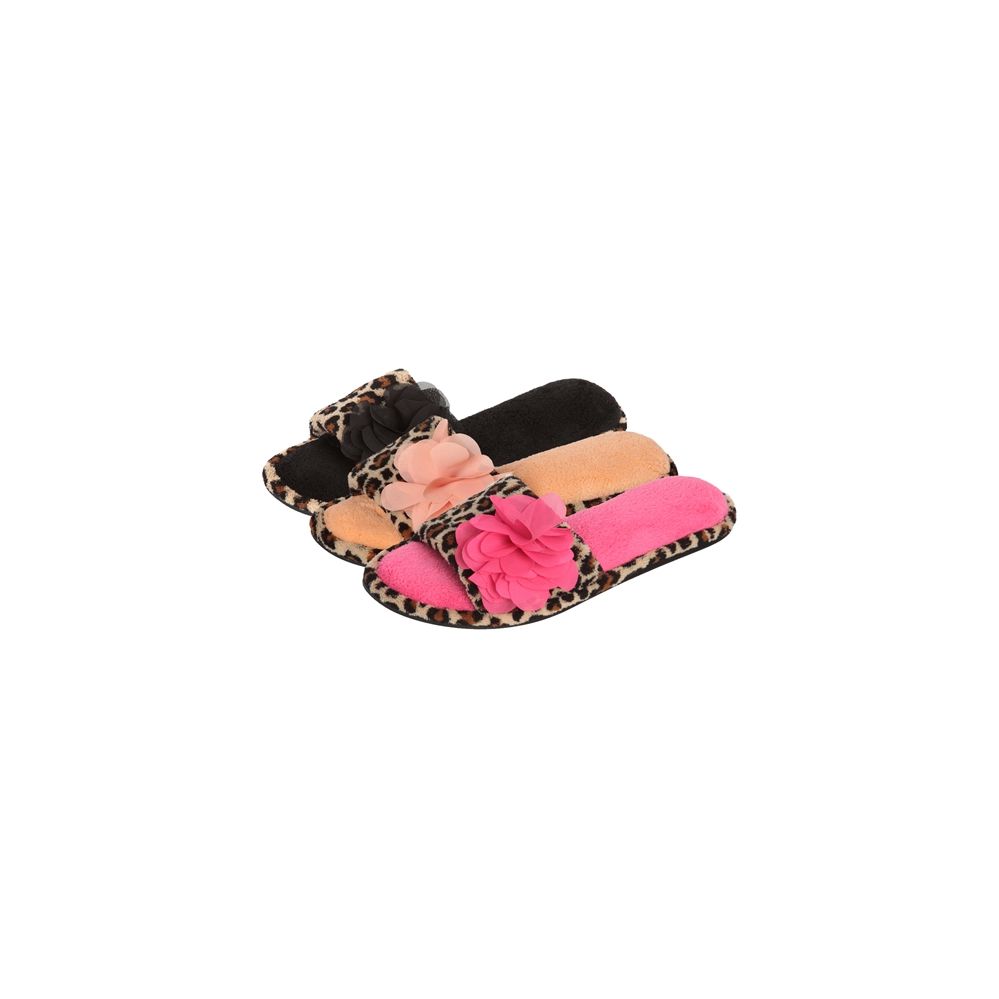 Wholesale Footwear Women's Plush Leopard Print Slipper