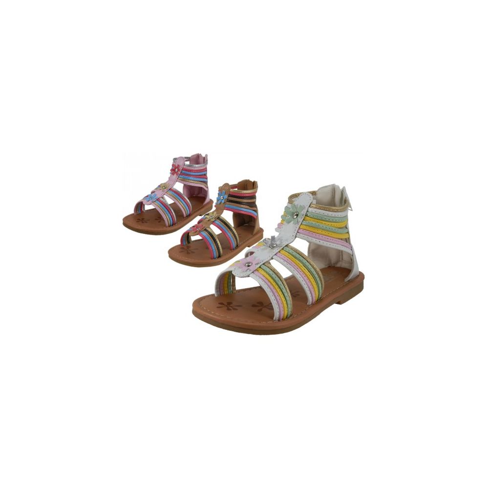Wholesale Footwear Girl's Gladiator With Back Zipper Sandals