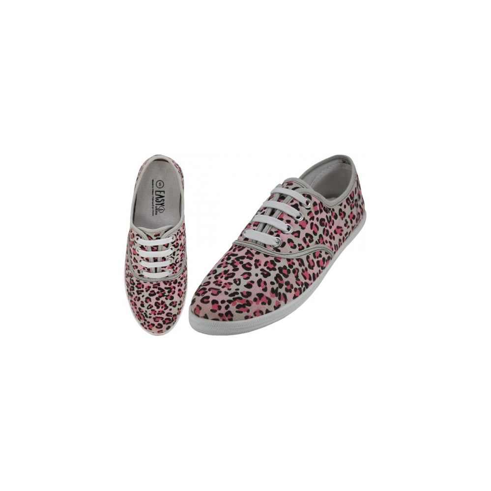 Wholesale Footwear Women's Red Leopard Print Canvas Shoes