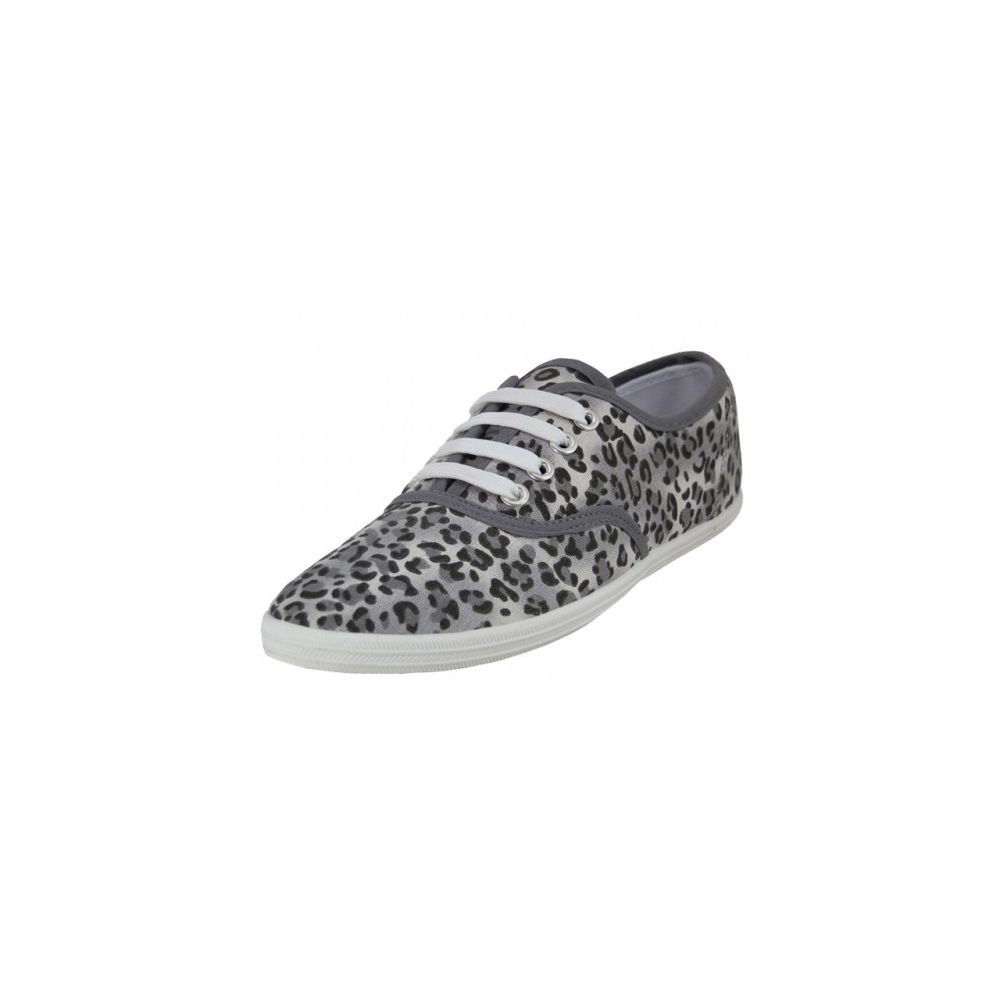Wholesale Footwear Women's Grey Leopard Print Canvas Shoes
