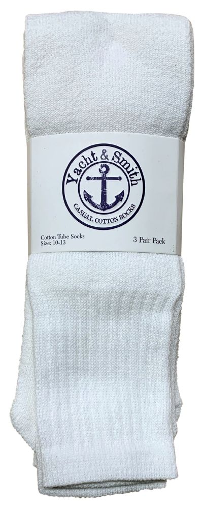 Wholesale Footwear Yacht & Smith Men's 28 Inch Cotton Tube Sock Solid White Size 10-13
