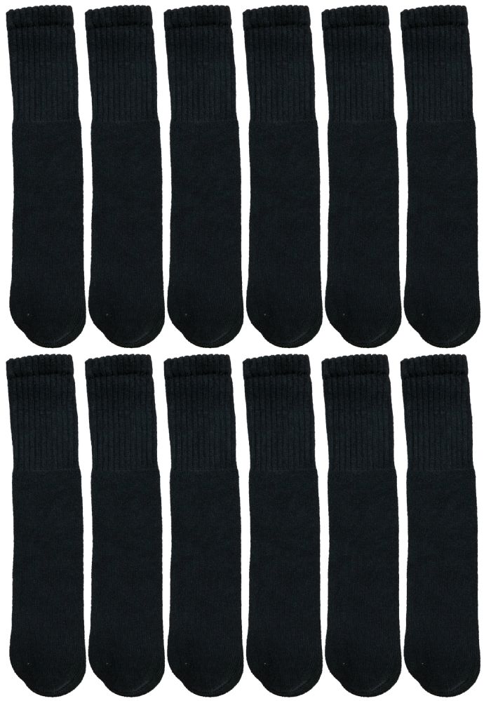 Wholesale Footwear Yacht & Smith Men's Cotton 28 Inch Terry Cushioned Athletic Black Tube Socks Size 10-13