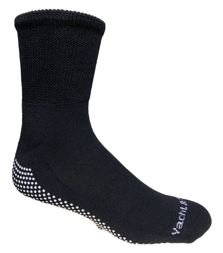 Wholesale Footwear Yacht & Smith Mens Multi Purpose Diabetic Black Rubber Silicone Gripper Bottom Slipper Sock Size 10-13