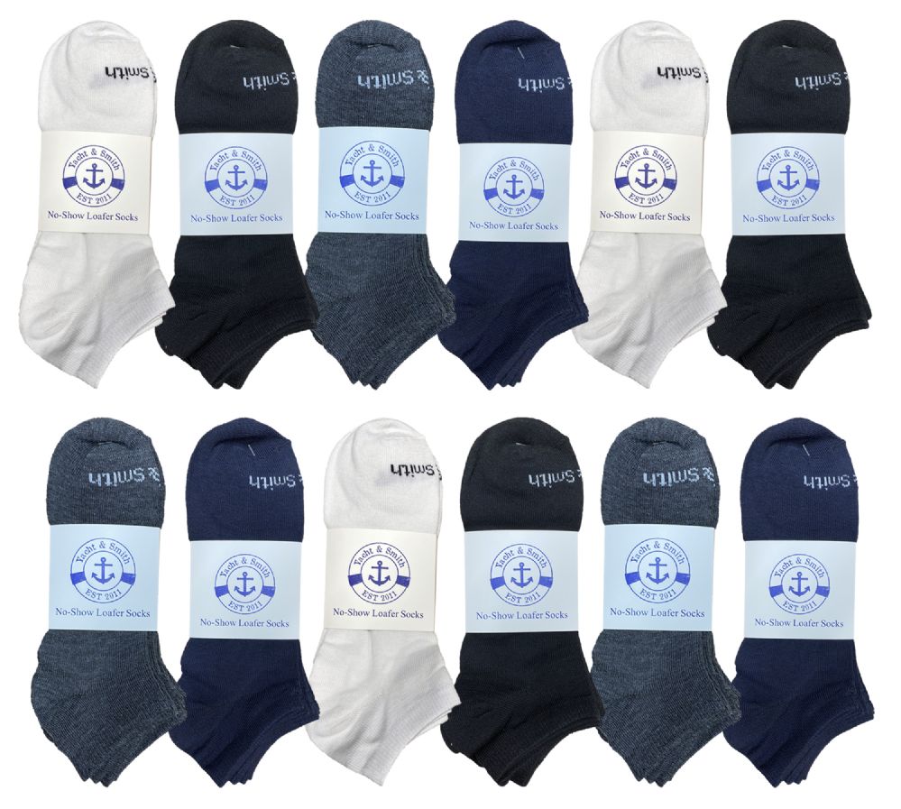 Wholesale Footwear Yacht & Smith Mens Cotton Low Cut No Show Loafer Socks Size 10-13 Solid Assorted
