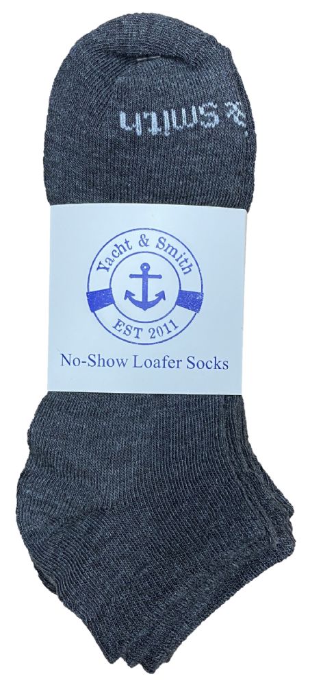 Wholesale Footwear Yacht & Smith Womens 97% Cotton Low Cut No Show Loafer Socks Size 9-11 Solid Gray