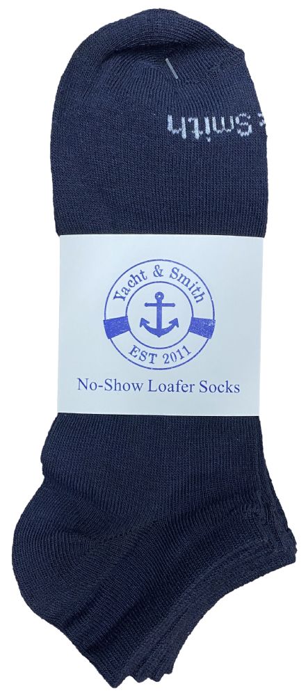 Wholesale Footwear Yacht & Smith Womens Cotton Low Cut No Show Loafer Socks Size 9-11 Solid Navy