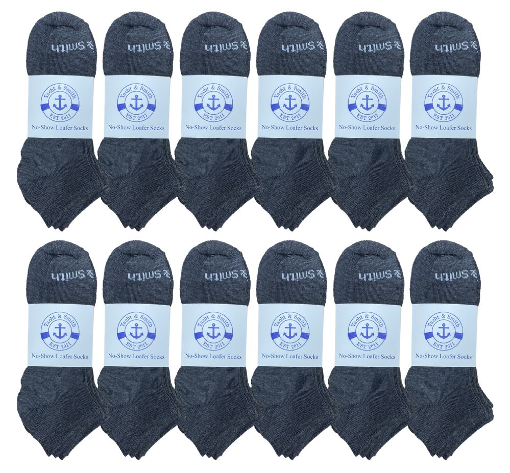 Wholesale Footwear Yacht & Smith Mens 97% Cotton Comfortable Lightweight Breathable No Show Sports Ankle Socks, Solid Gray Bulk Buy