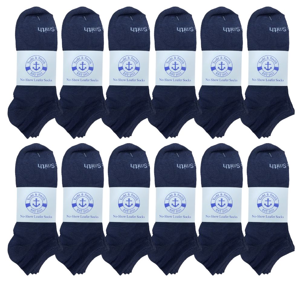 Wholesale Footwear Yacht & Smith Mens Comfortable Lightweight Breathable No Show Sports Ankle Socks, Solid Navy Bulk Buy