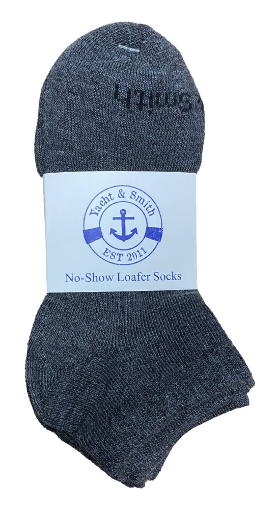 Wholesale Footwear Yacht & Smith Kids Unisex Low Cut No Show Loafer Socks Size 6-8 Solid Gray Bulk Buy