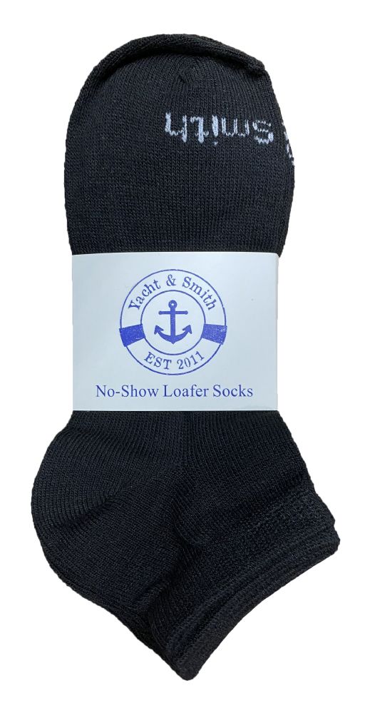 Wholesale Footwear Yacht & Smith Kids Unisex Low Cut No Show Loafer Socks Size 6-8 Solid Black Bulk Buy