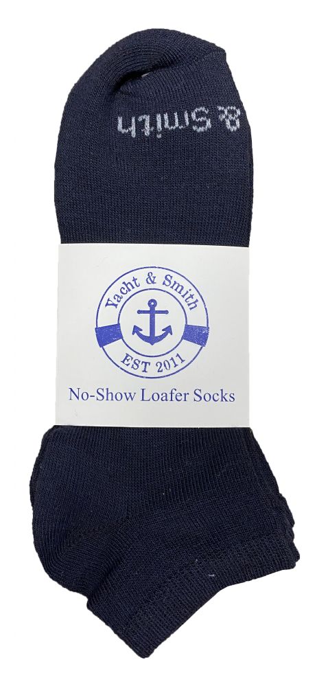Wholesale Footwear Yacht & Smith Kids Unisex Low Cut No Show Loafer Socks Size 6-8 Solid Navy Bulk Buy