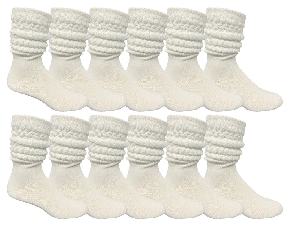 Wholesale Footwear Yacht & Smith Mens Heavy Cotton Slouch Socks, Solid White