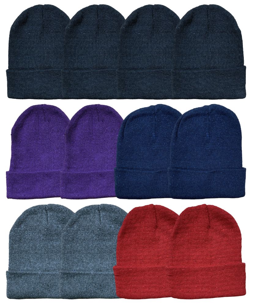 Wholesale Footwear Yacht & Smith Unisex Warm Acrylic Knit Winter Beanie Hats In Assorted Colors