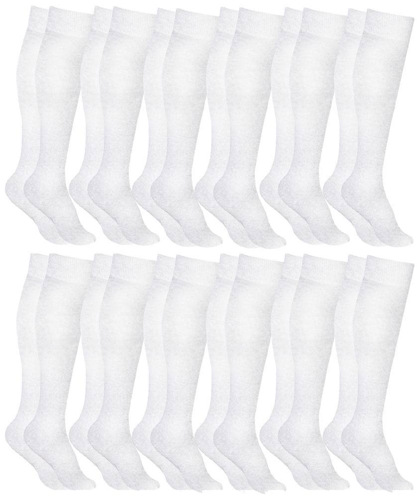 Wholesale Footwear Yacht & Smith Women's White Only Long Knee High Socks, Sock Size 9-11