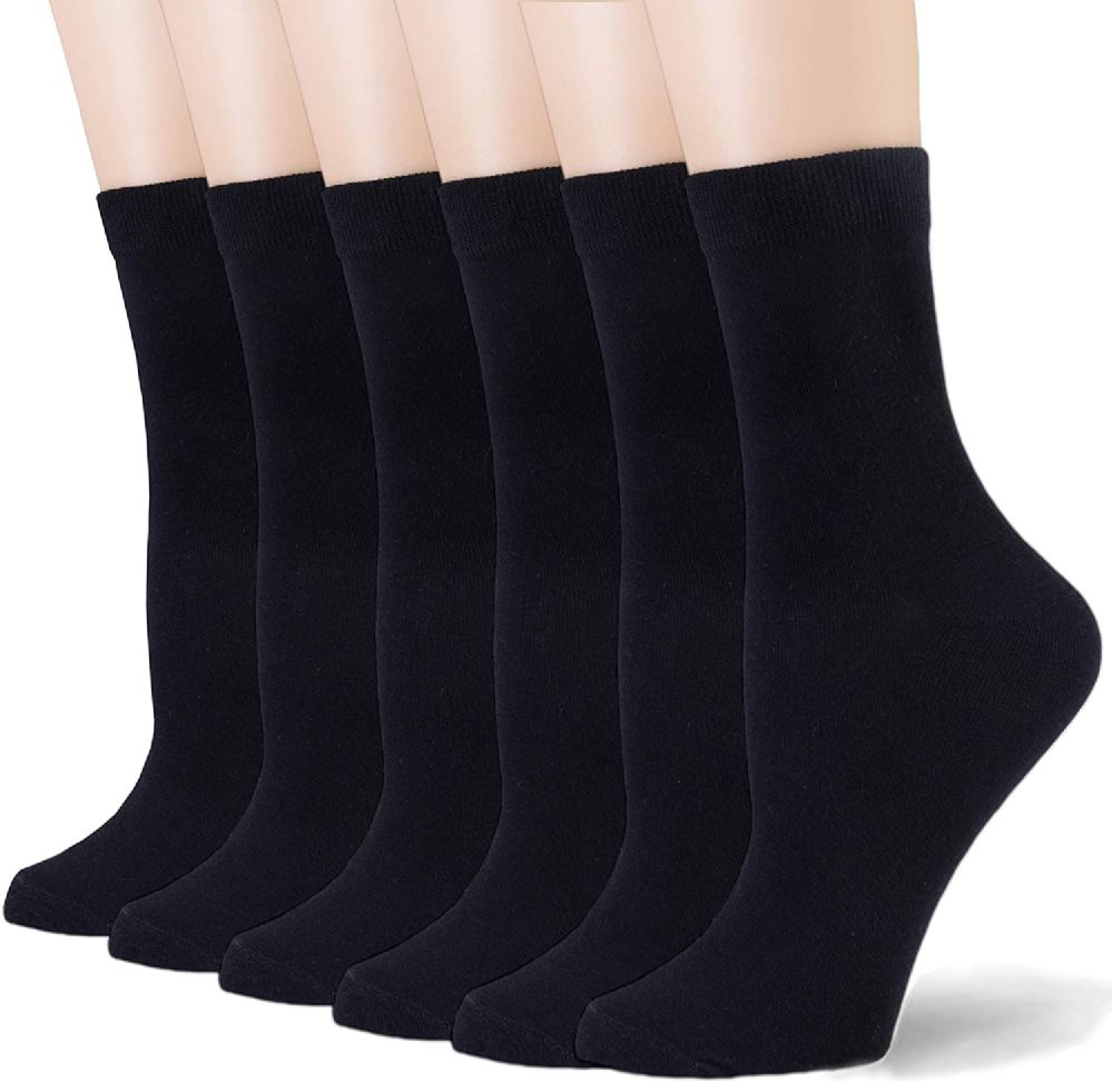 Wholesale Footwear Fruit Of The Loom Crew Sock For Woman Shoe Size 4-10 Black