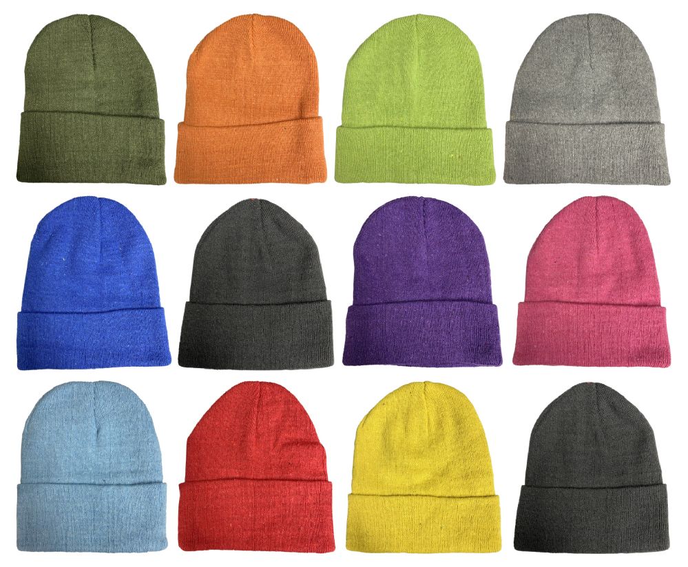 Wholesale Footwear Yacht & Smith Unisex Stretch Colorful Winter Warm Knit Beanie Hats, Many Colors