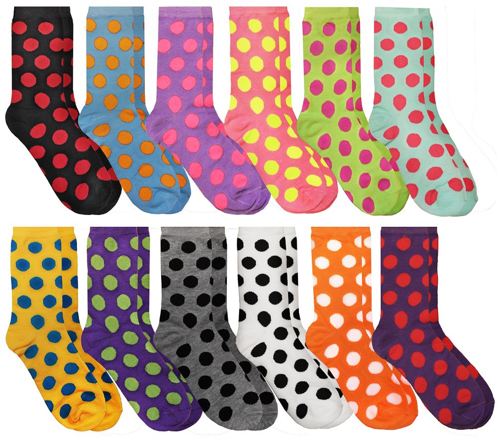 Wholesale Footwear Yacht & Smith Womens Polka Dot Crew Socks Size 9-11