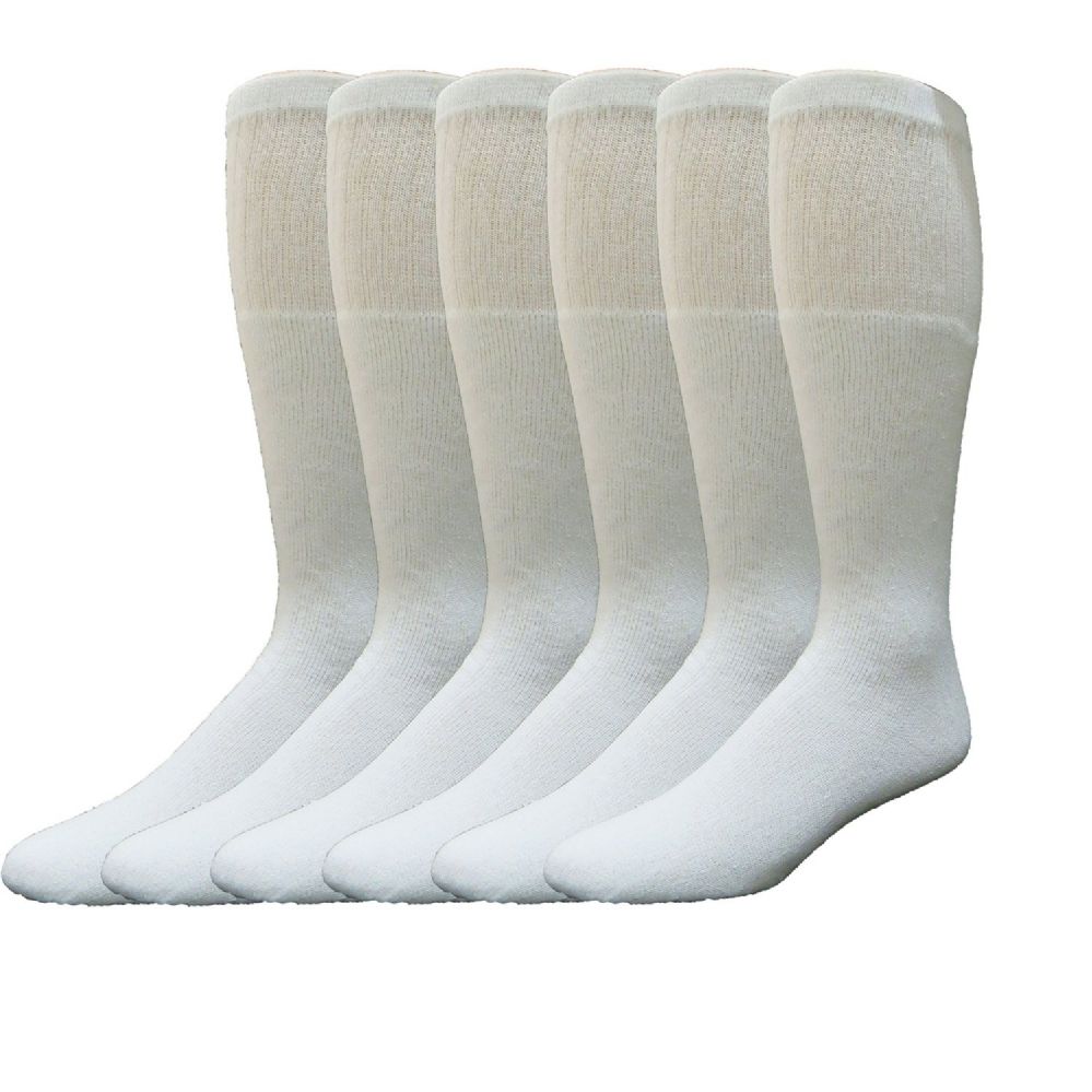 Wholesale Footwear Yacht & Smith Men's 28 Inch Cotton Tube Sock Solid White Size 10-13