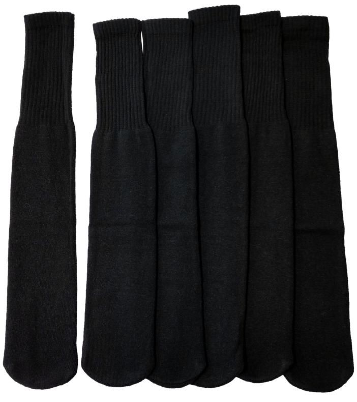 Wholesale Footwear Yacht & Smith Men's Cotton 28 Inch Terry Cushioned Athletic Black Tube Socks Size 10-13