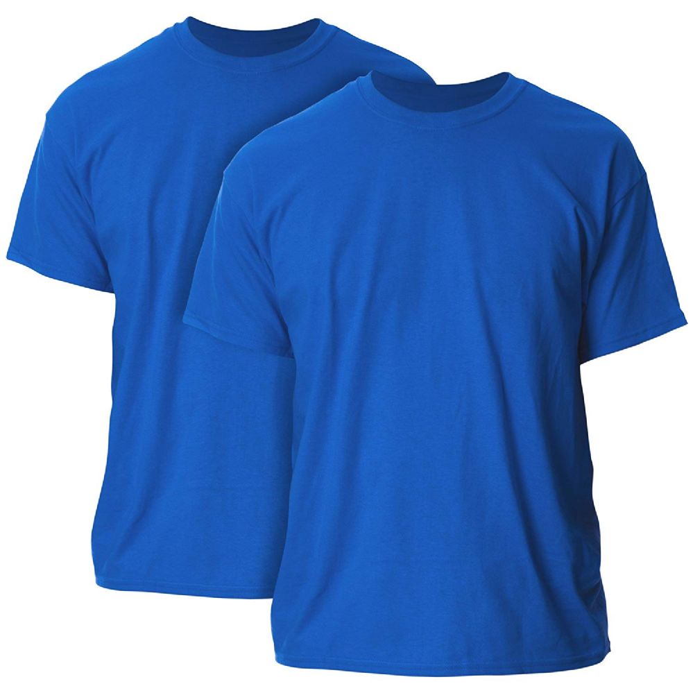 Wholesale Footwear Mens Cotton Crew Neck Short Sleeve T-Shirts Solid Blue, X Large