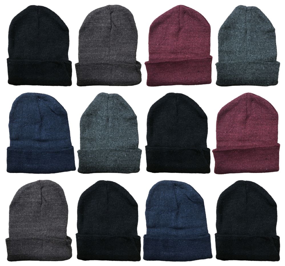 Wholesale Footwear Yacht & Smith Assorted Unisex Winter Warm Beanie Hats, Cold Resistant Winter Hat