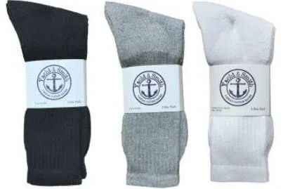 Wholesale Footwear Yacht & Smith King Size Men's Cotton Crew Socks Set Assorted Colors Black, White Gray Size 13-16