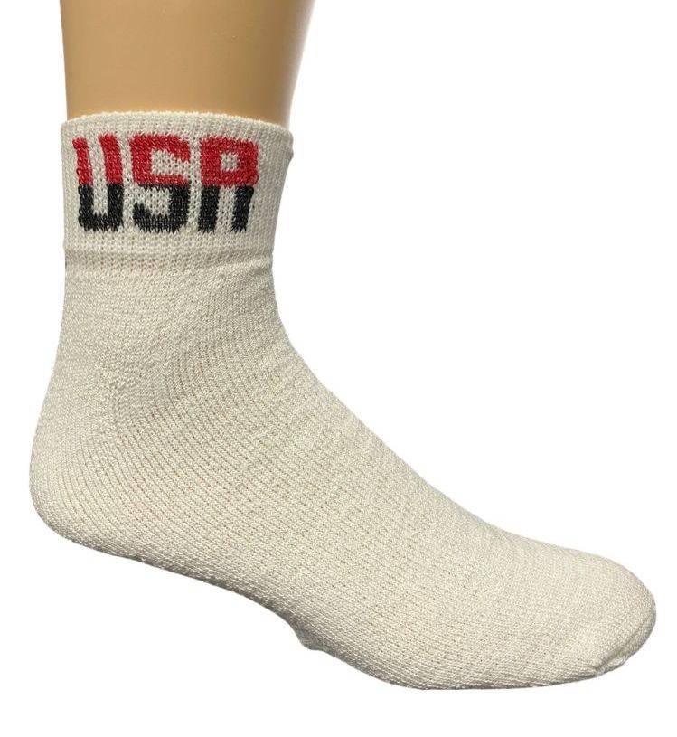 Wholesale Footwear Yacht & Smith Men's King Size Cotton Usa Sport Ankle Socks Size 13-16 Solid White Usa Print