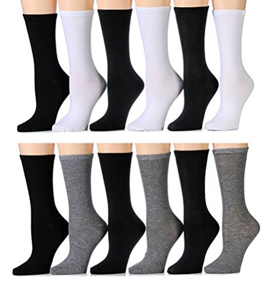 Wholesale Footwear Yacht & Smith Women's Thin Assorted Basic Colors Crew Socks