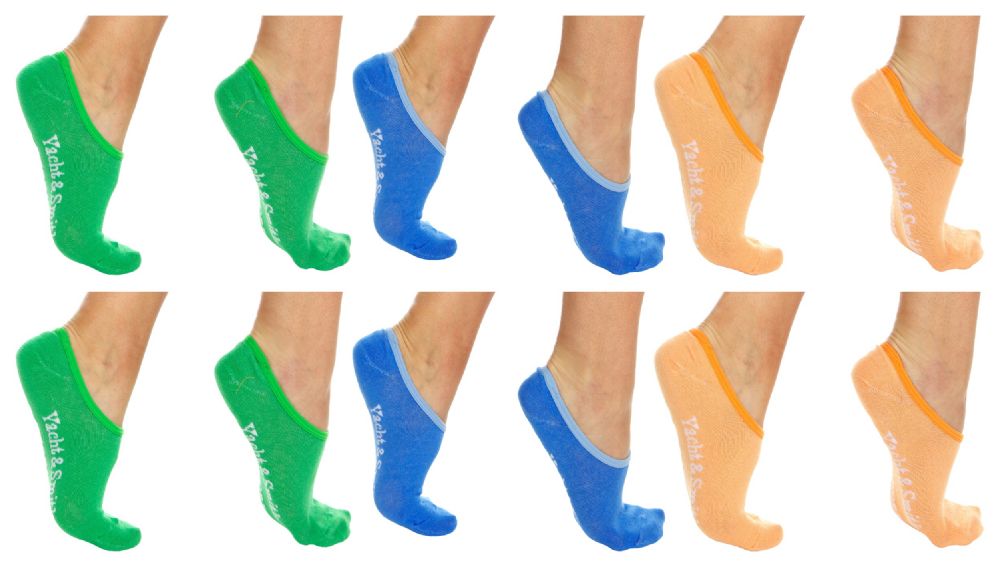 Wholesale Footwear Yacht & Smith Womens Cotton No Show Loafer Socks With Anti Slip Silicone Strip Assorted Pastel