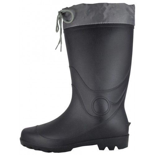 Wholesale Footwear Men's 13 1/2 Inches Water Proof Soft Rubber Rain Boots With Nylon Tie Upper