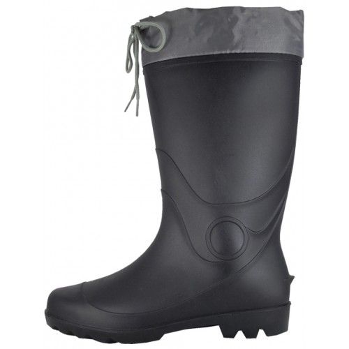 Wholesale Footwear Men's 13 1/2 Inches Soft Rubber Rain Boots With Nylon Tie Upper