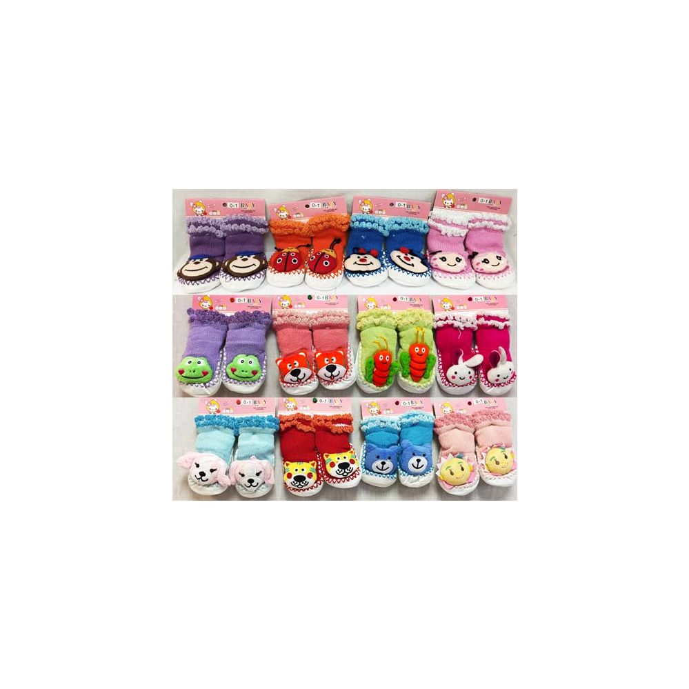 Wholesale Footwear Baby Cartoon Animal 3d Double Lined Knitted Socks