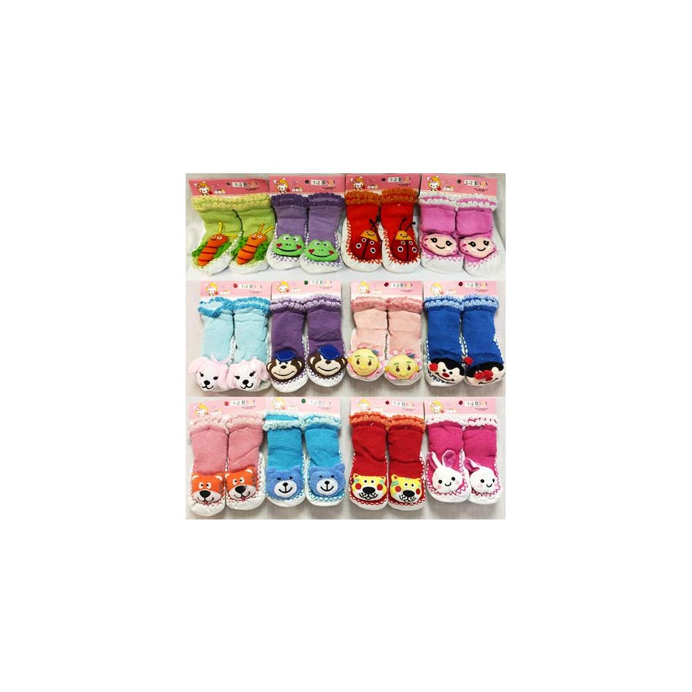 Wholesale Footwear Baby Cartoon Animal 3d Double Lined Knitted Socks