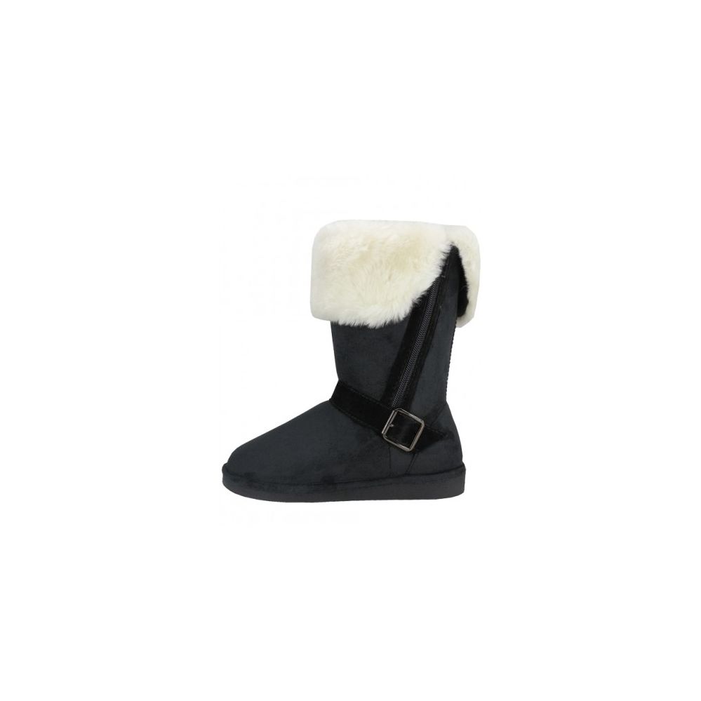 Wholesale Footwear Women's Winter Boots With Faux Fur Lining And Side Zippe In Black
