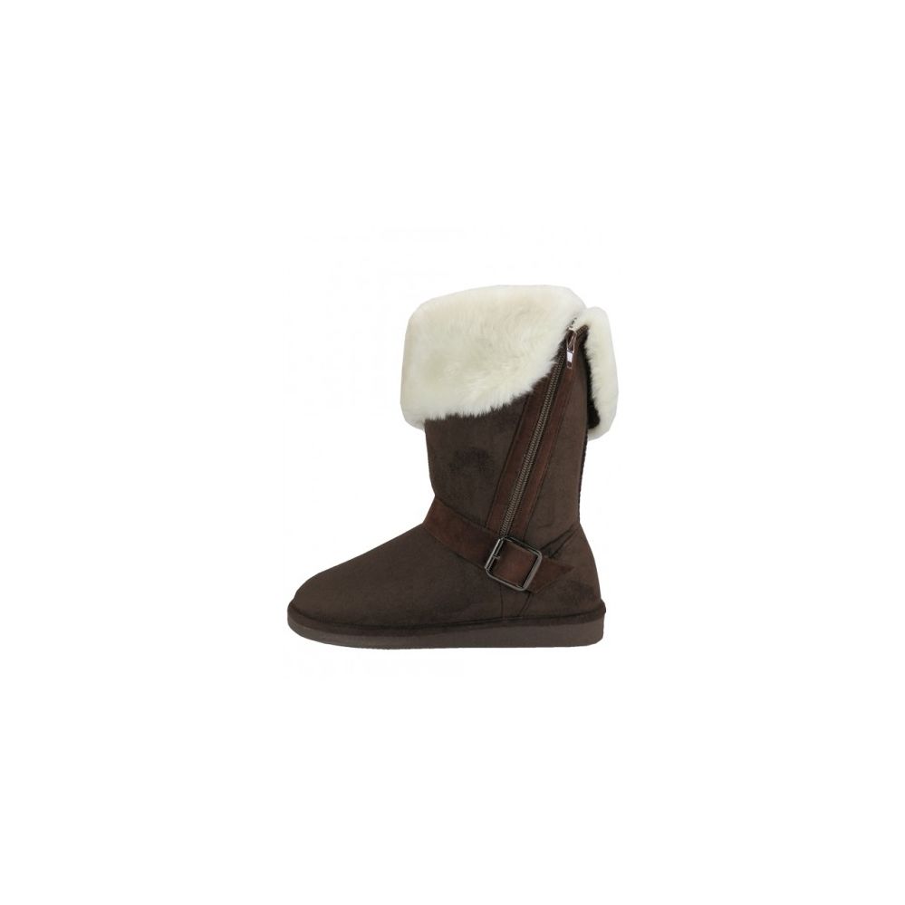 Wholesale Footwear Women's Winter Boots With Faux Fur Lining And Side Zippe In Brown