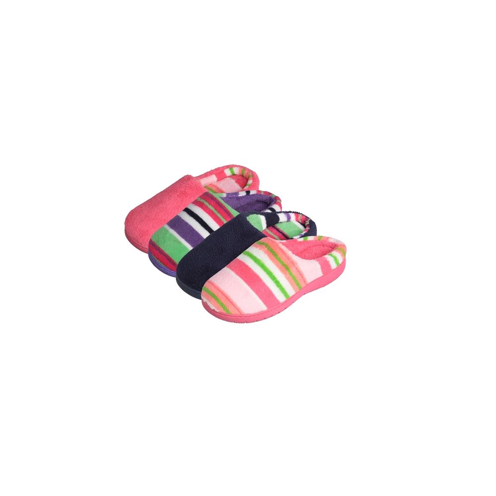 Wholesale Footwear Girls' 2-Tone Slip On Indoor Slippers